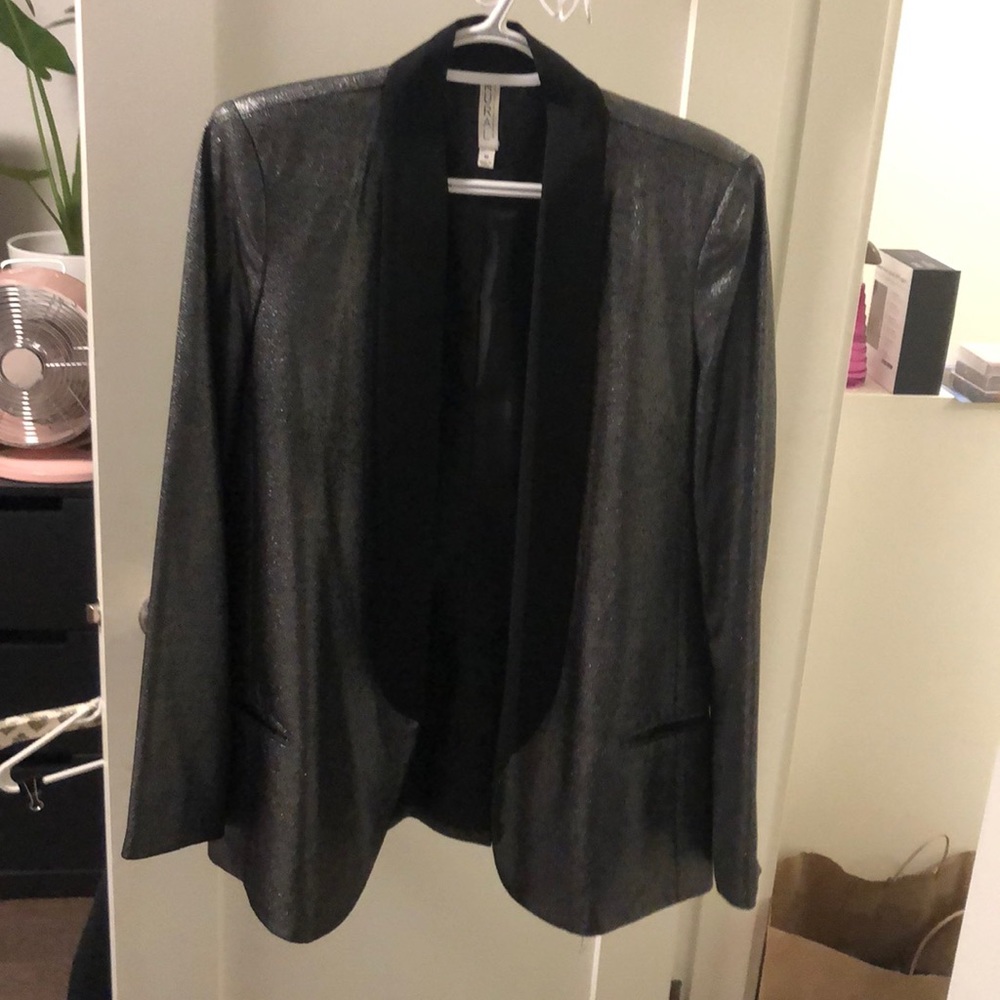 Mural Metallic silver and black boyfriend blazer